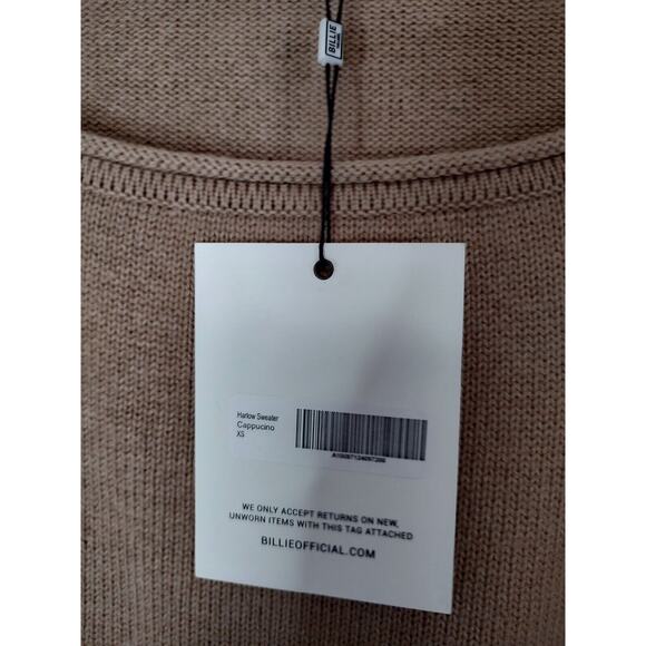 Billie The Label Cappuccino Long Balloon Sleeve Scoop Neck Harlow Sweater XS - Picture 6 of 9